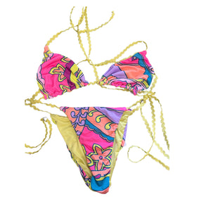 Bikini mefui reversibile triangolo e slip brasiliano regolabile wet