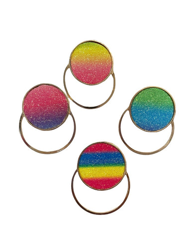 Coppia orecchini cerchio orizzontale pelle glitter  multicolor