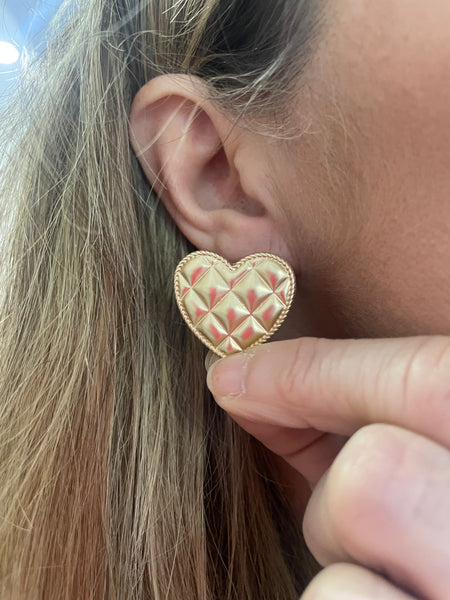 Coppia orecchini buttons cuore trapuntato