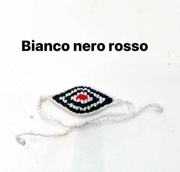 Bracciale  cavigliera evil eye occhio filo macrame regolabile