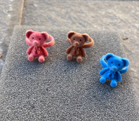 Anello regolabile  orsacchiotto teddy bear velluto vintage style