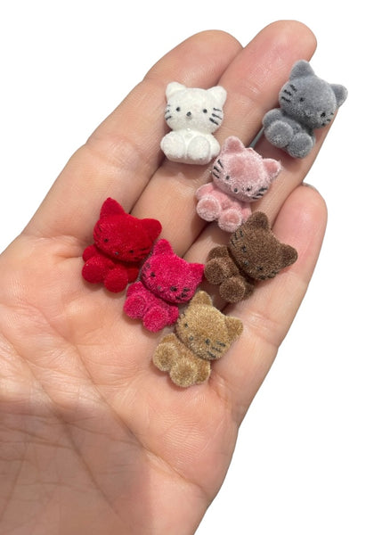 Mono orecchino vari colori gattino velluto teddy hallo kitty vintage style