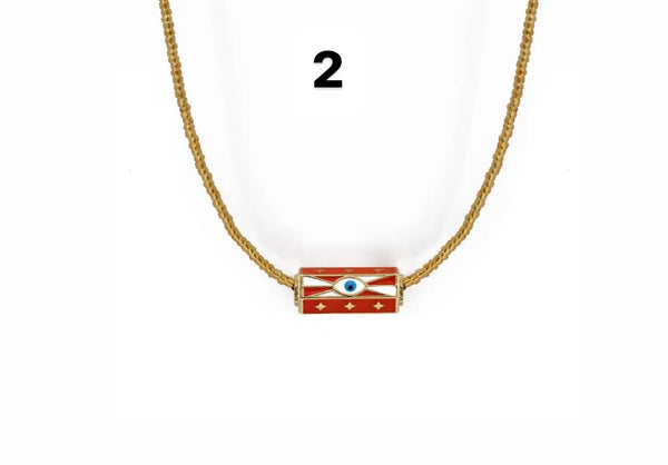 Collana amuleto turco cilindrico perline tonde vari colori