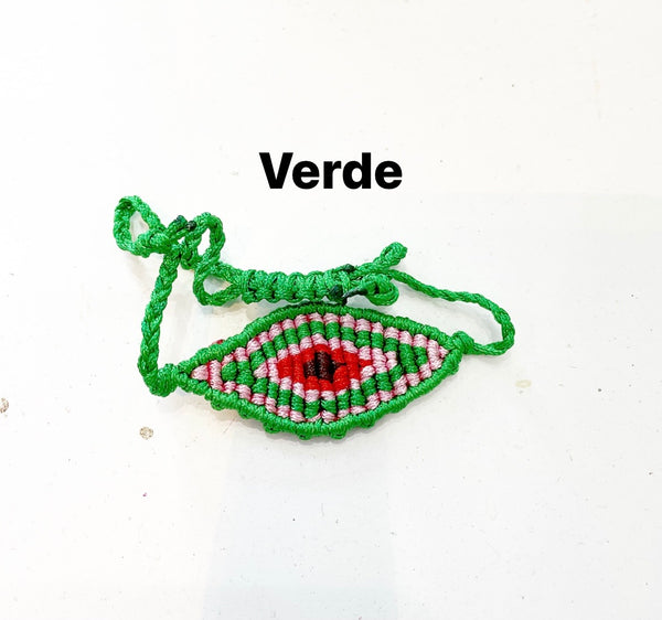 Bracciale  cavigliera evil eye occhio filo macrame regolabile