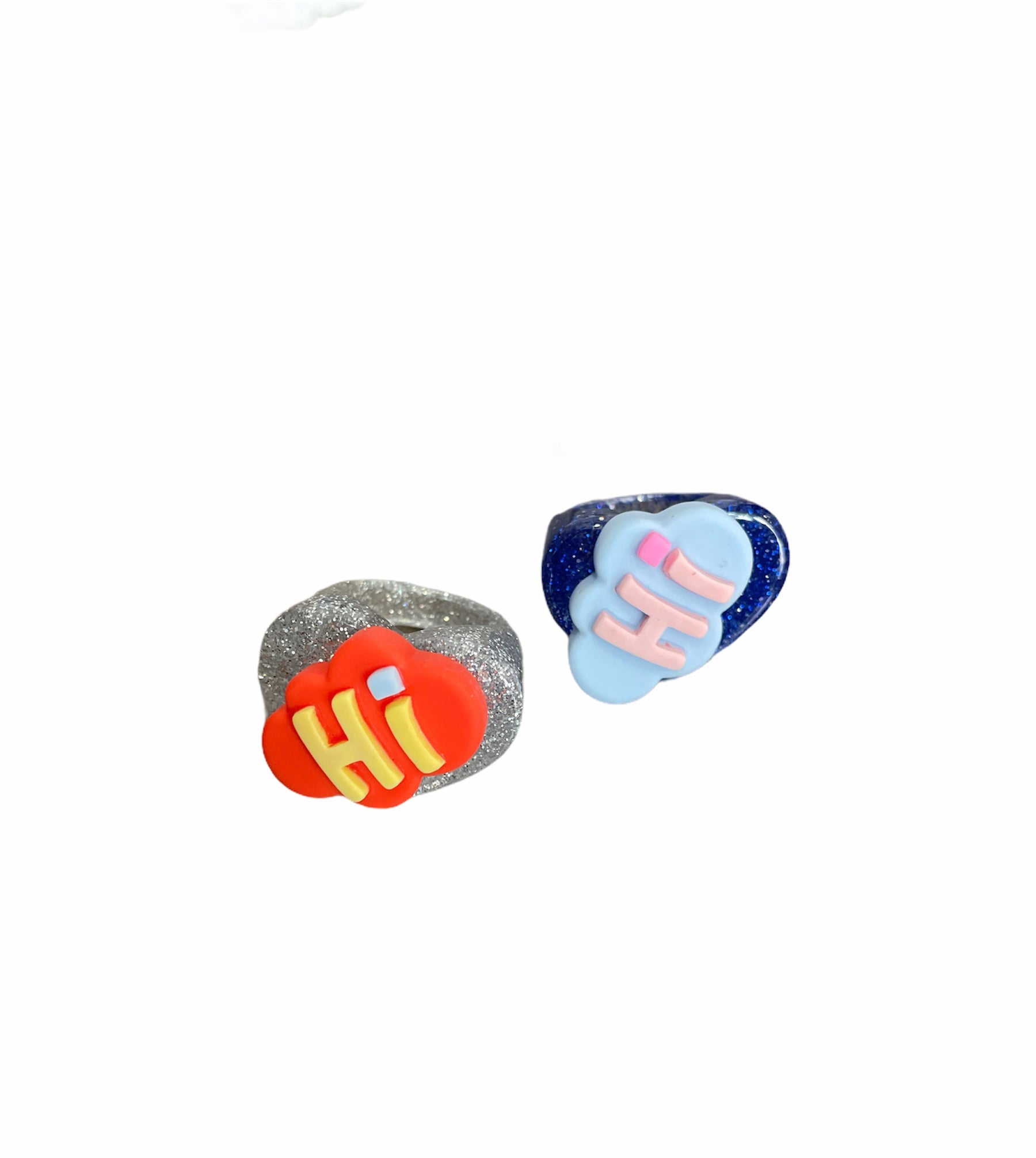Anello cuore glitter resina nuvoletta Hi