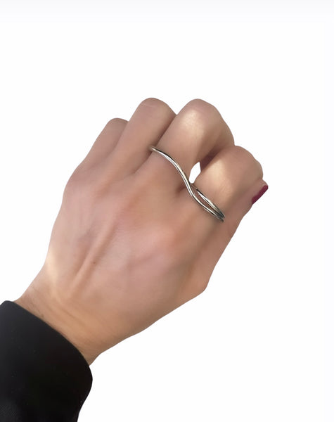Anello doppio dito due varianti colore  Double face argento 925