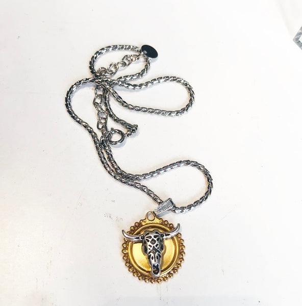 Collana botteguccia con bufalo medaglia media