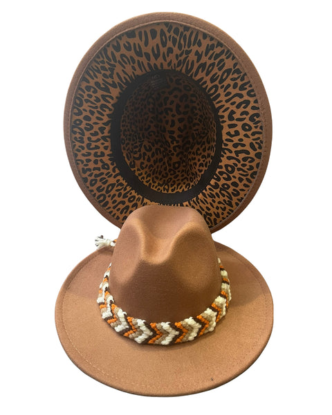 Cappello  Fedora Double face interno maculato vari colori con fascia accessorio estraibile