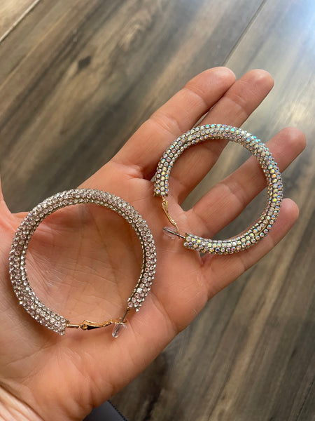 Coppia orecchini cerchio bling bling tinta unita vari colori