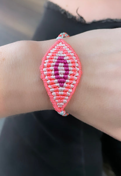 Bracciale  cavigliera evil eye occhio filo macrame regolabile