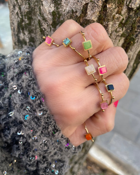 Anello delle isole  Santorini pietra quadrata vari colori