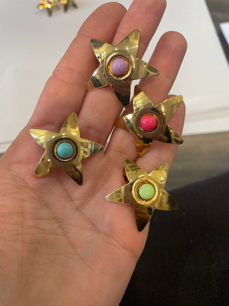 Coppia orecchini vari colori buttons stelle big Botteguccia