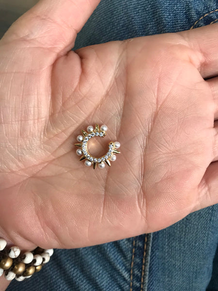 Earcuff spike pearl mini perle borchie zirconi