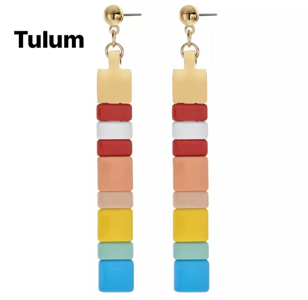 Coppia orecchini lego tasselli colorati