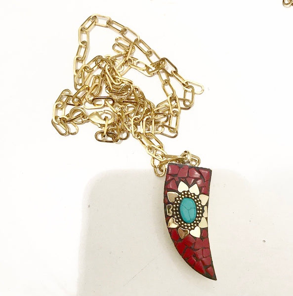 Collana personalizzabile corno grande handmade estrella