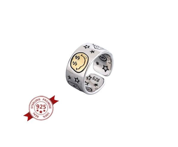 Anello regolabile fascia smile argento 925
