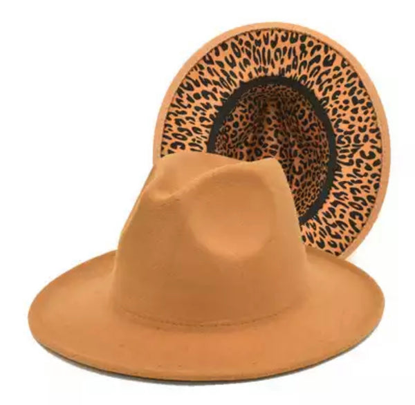 Cappello  Fedora Double face interno maculato vari colori con fascia accessorio estraibile