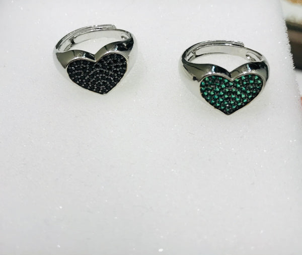 Anello cuore zirconi regolabile