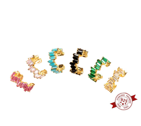 Mono earcuff argento 925 con giro barrette  crystal