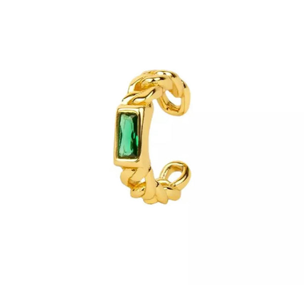 Mono earcuff argento 925  groumette e barra crystal