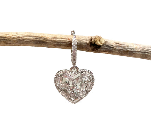 Mono orecchino cuore baquette