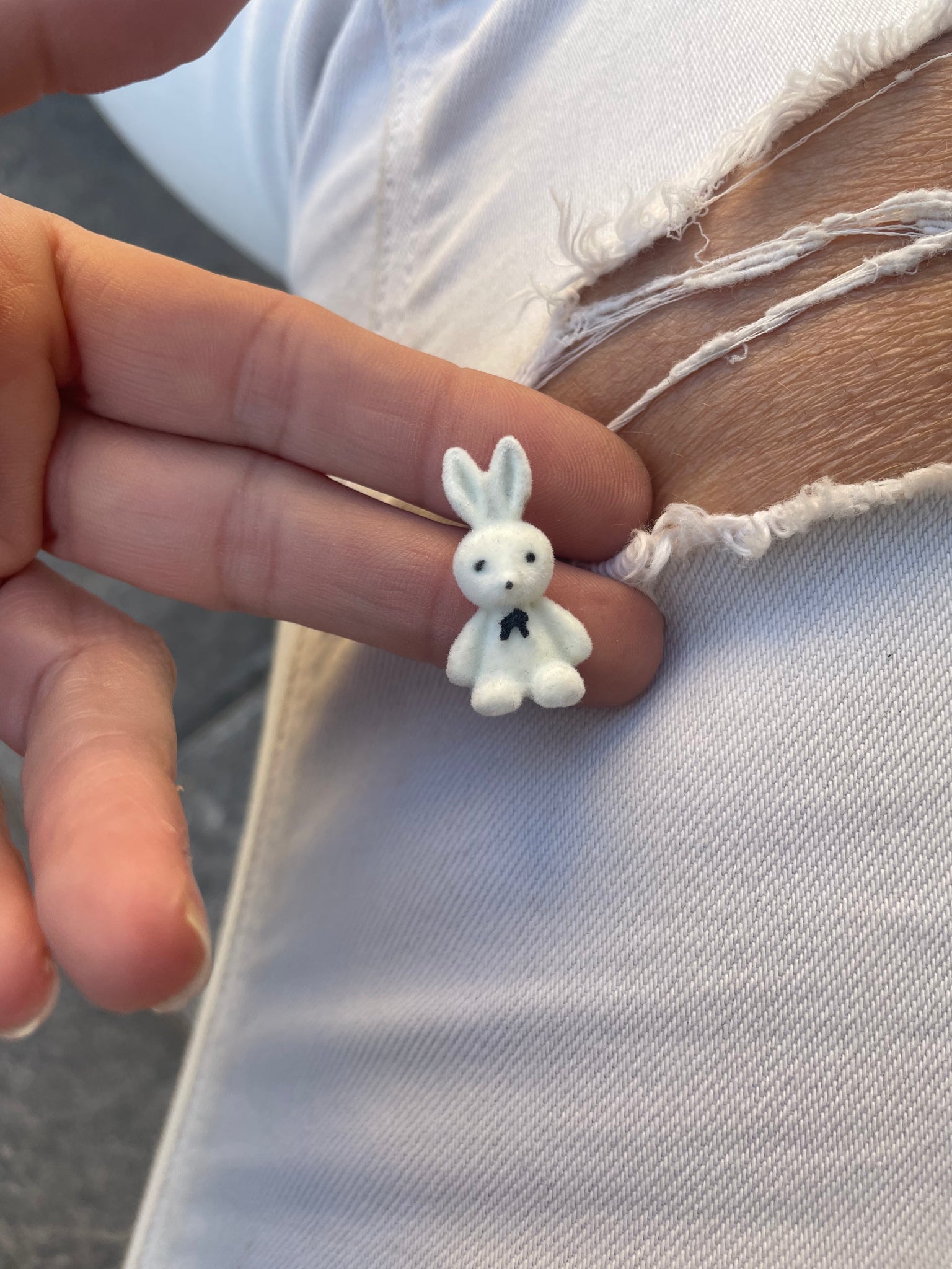 Mono orecchino coniglietto bunny teddy velluto vintage style vari colori