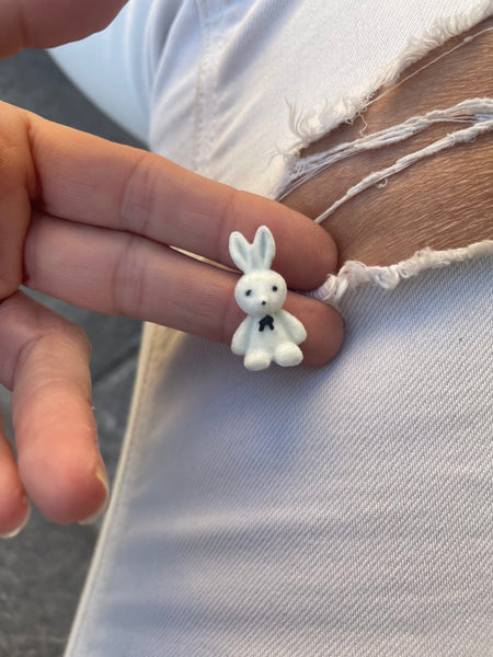 Mono orecchino coniglietto bunny teddy velluto vintage style vari colori