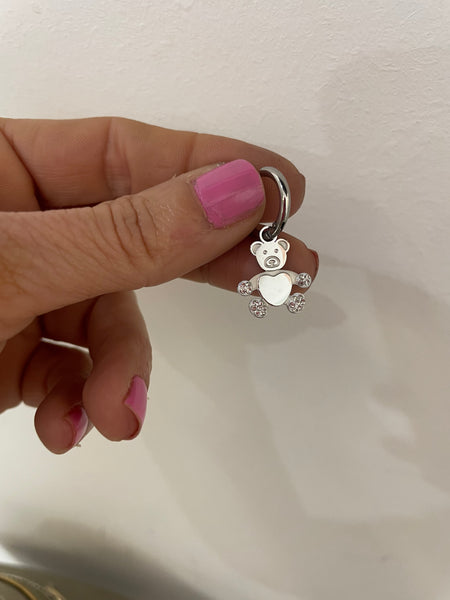 Mono orecchino orsacchiotto con cuore teddy bear