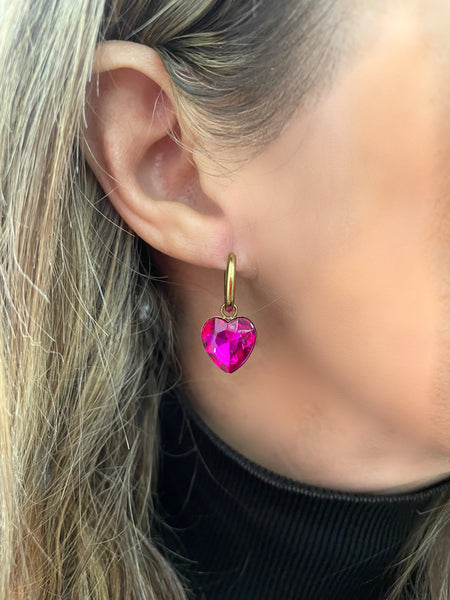 Mono orecchino cuore crystal big