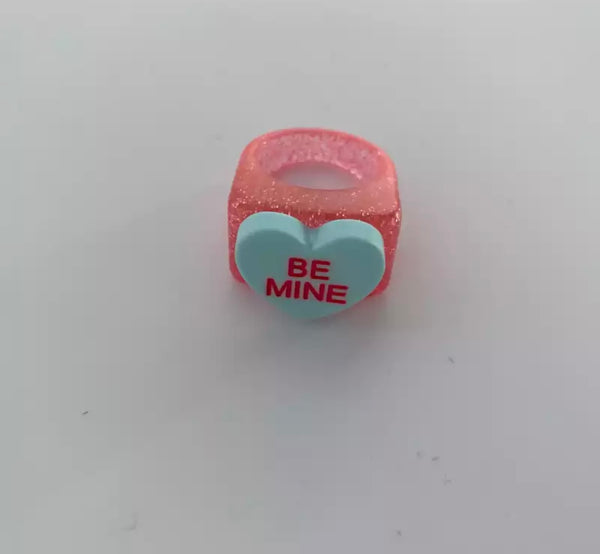 Anello resina glitter cuore be mine