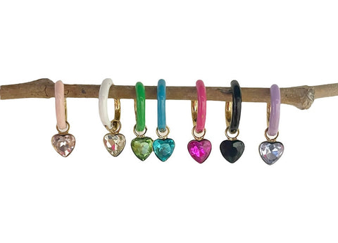 Mono orecchino cuore crystal mini smaltato