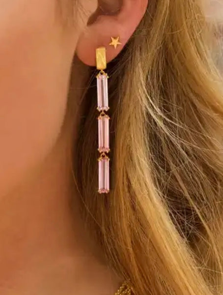 Mono orecchino baquette pendenti argento 925