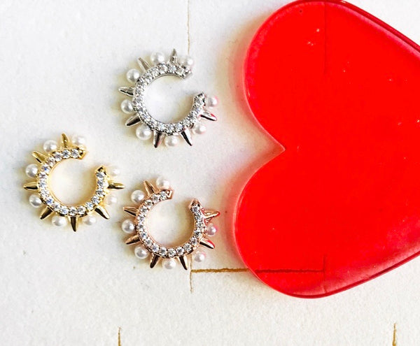 Earcuff spike pearl mini perle borchie zirconi
