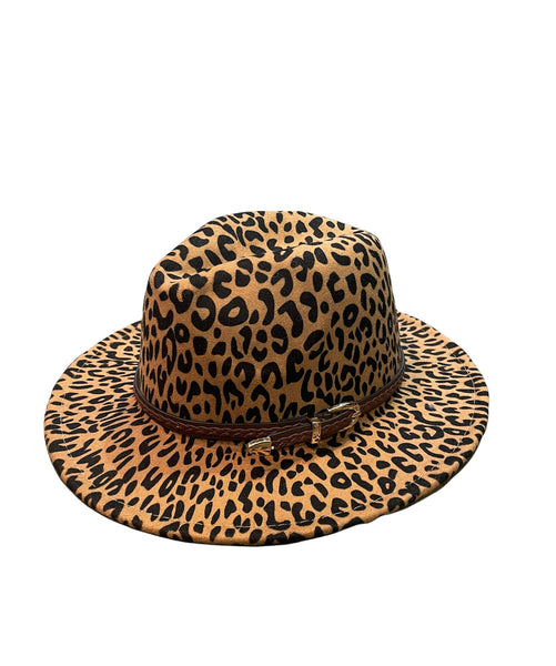 Cappello Fedora maculato interno verde pistacchio cintura accessorio estraibile