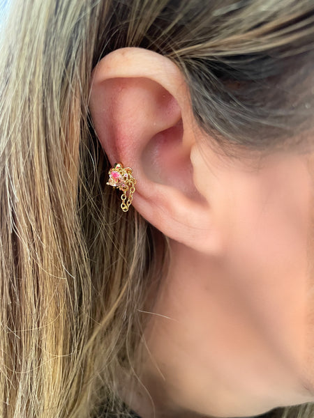 Mono earcuff cuore e catenella
