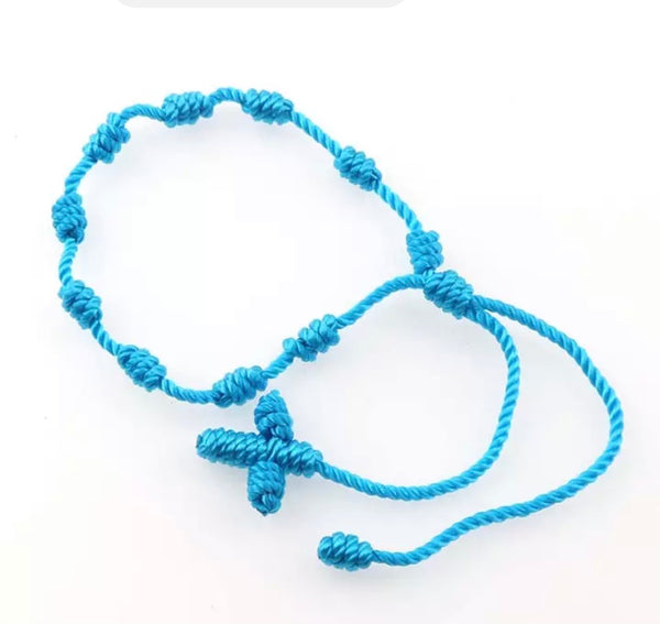 Bracciale cavigliera  decenarius macrame croce Rosario