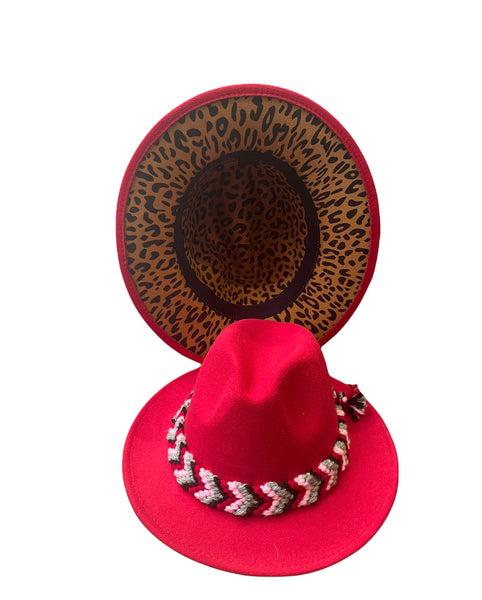 Cappello  Fedora Double face interno maculato vari colori con fascia accessorio estraibile