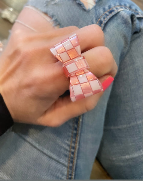 Anello resina fiocco vicky quadretti