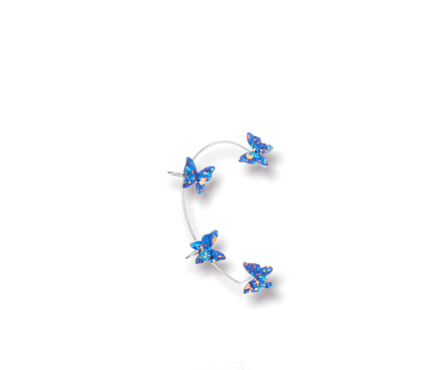 Mono orecchino polsino farfalle glitter orecchie non forate