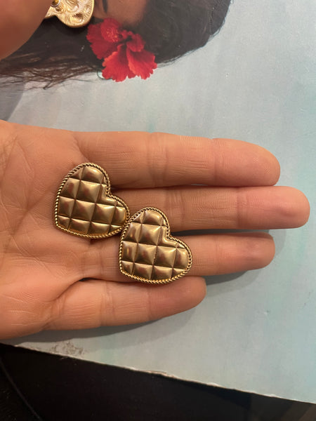 Coppia orecchini buttons cuore trapuntato