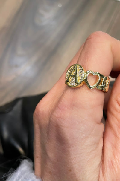 Anello regolabile lettera iniziale groumette con cuore