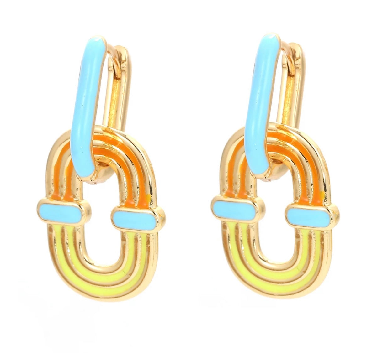 Mono orecchino Chain ovale multicolor smalto