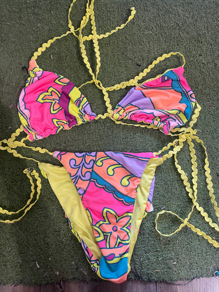 Bikini mefui reversibile triangolo e slip brasiliano regolabile wet