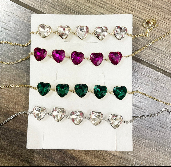 Bracciale vari colori cuori crystal