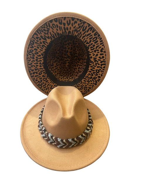 Cappello  Fedora Double face interno maculato vari colori con fascia accessorio estraibile