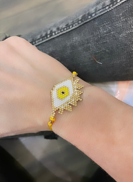 Bracciale cavigliera occhio perline vari colori