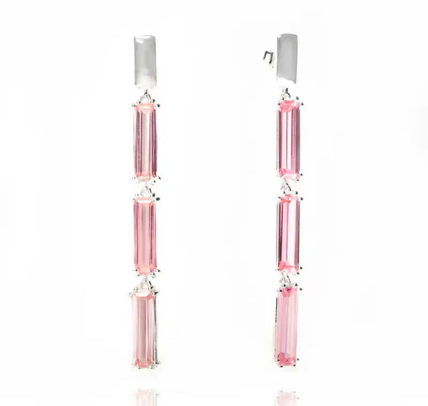 Mono orecchino baquette pendenti argento 925