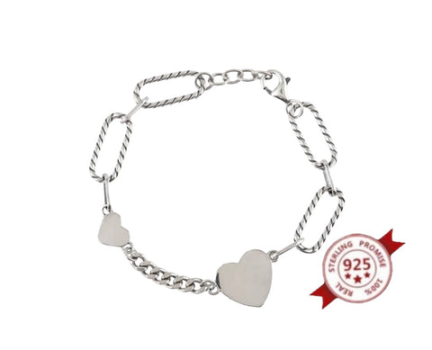 Bracciale Chain e cuori argento 925