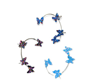 Mono orecchino polsino farfalle glitter orecchie non forate