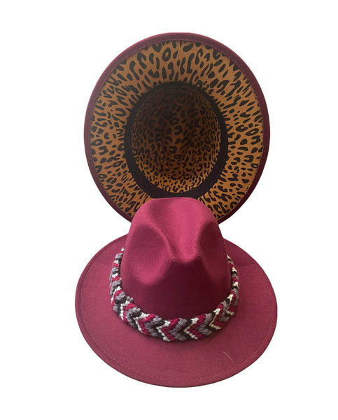 Cappello  Fedora Double face interno maculato vari colori con fascia accessorio estraibile